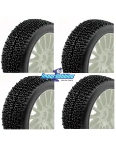 Pneus Hobbytech ROCKET montés/collée dans la jante blanc 1/8 Buggy (4 U.) HT443 - Pneus Hobbytech 1/8Th Buggy
