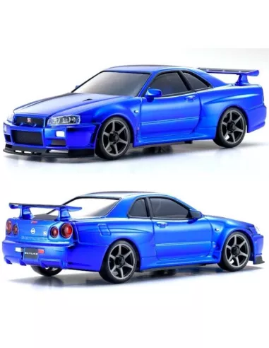 Painted Body 94mm Kyosho Mini-Z AWD Nissan Skyline GTR R34 Chrome Blue 20TH Limited MZP427CBL - Painted and decorated 94mm - Aut