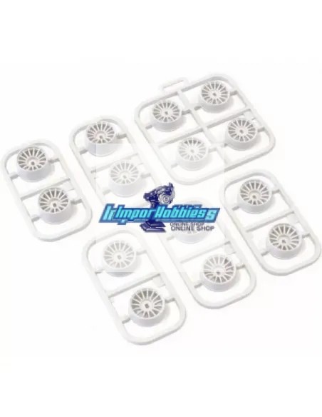 Kit jantes blanches (14 U.) Kyosho Mini-Z AWD / FWD MDH100W - Jantes Kyosho Mini-Z AWD & FWD