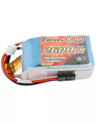 LiPo Battery Hump Receiver Pack 2600mah 7.4V w/ Universal Connector Gens Ace GE6-2600H-2JR - Batteries Lipo - Life For Receiver