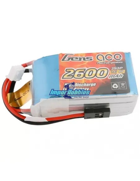 Batería Lipo RX pirámide 2600mah 7.4V conector universal Gens Ace GE6-2600H-2JR - Baterías Lipo - Life para Receptor