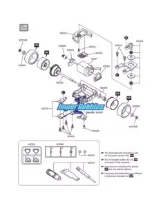 Soporte motor completo 102mm LM Kyosho Mini-Z MR-03 / RWD / VE / EVO MZ305 - Kyosho Mini-Z MR-03 Sports / MR-03 VE - Repuesto y 2