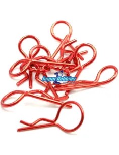 Clips de carrocería curvados escala 1/8 color rojo (10 Uds.) Fussion FS-WD021 - Clips de carrocería coche rc / Radiocontrol