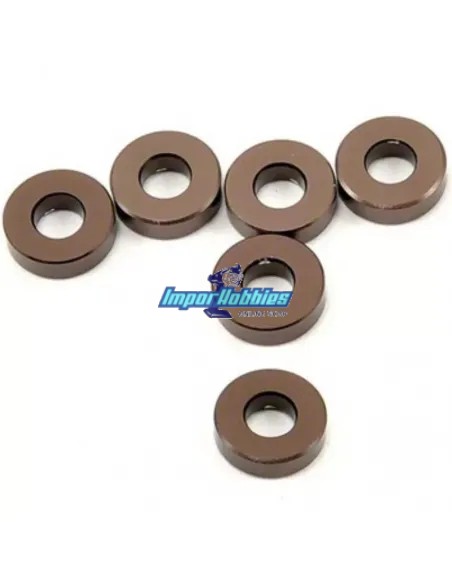Rondelles anodisees - Gun Metal  3x7x2mm (6 U.) Kyosho W0144GM - Pièces detachées et options