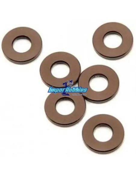 Rondelles anodisees - Gun Metal 3x7x1mm (6 U.) Kyosho W0145GM - Pièces detachées et options