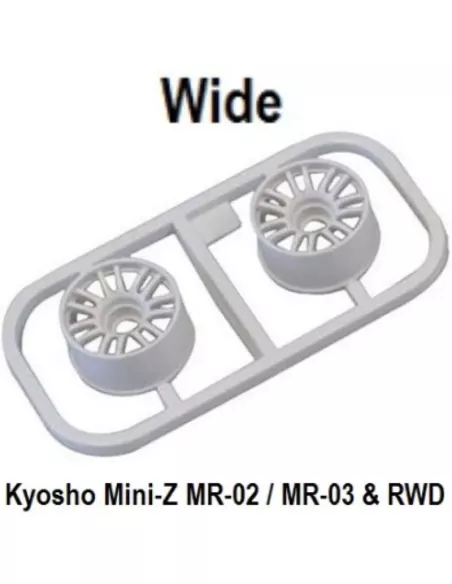 Wheel Set Wide - White Offset 3.0 (2 U.) Kyosho Mini-Z MR-02 / MR-03 / RWD MZH131W-W3 - Wheels - Kyosho Mini-Z MR-03 & RWD