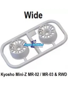 Llanta ancha blanca Offset -1.0 (2 Uds.) Kyosho Mini-Z MR-02 / MR-03 / RWD MZH131W-W-1 - Llantas Kyosho Mini-Z MR-03 & RWD