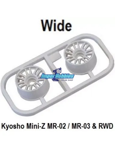 Jantes blanches larges Offset 0 (2 U.) Kyosho Mini-Z MR-02 / MR-03 / RWD MZH131W-W0 - Jantes Kyosho Mini-Z MR-03 & RWD
