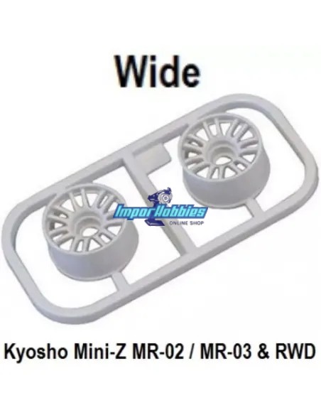 Jantes blanches larges Offset 2.0 (2 U.) Kyosho Mini-Z MR-02 / MR-03 / RWD MZH131W-W2 - Jantes Kyosho Mini-Z MR-03 & RWD