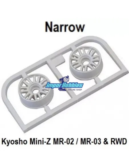 Jantes blanches étroits Offset 1.5 (2 U.) Kyosho Mini-Z MR-02 / MR-03 / RWD MZH131W-N15 - Jantes Kyosho Mini-Z MR-03 & RWD