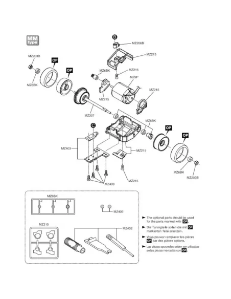 Motor Case Set Type MM - MZ204 Kyosho Mini-Z MR-03 / RWD / VE / EVO MZ215 - Kyosho Mini-Z MR-03 Sports / MR-03 VE - Spare Parts