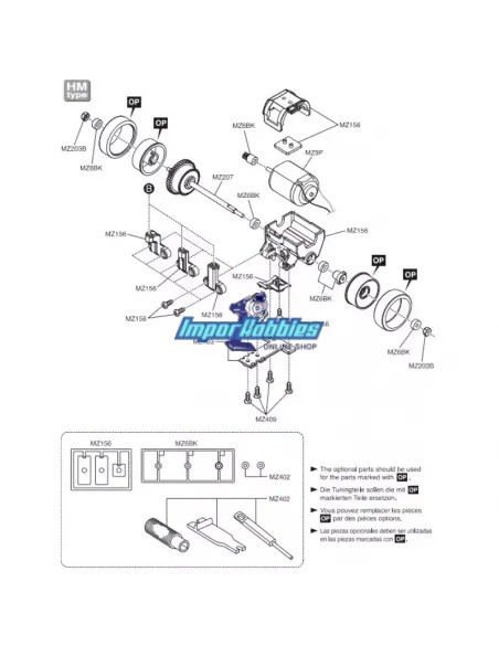 Support moteur Type RM Kyosho Mini-Z MR-03 / RWD / VE / EVO MZ216 - Kyosho Mini-Z MR-02 / MR-015 - Pièces detachées et options