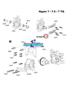 Support arrière inférieur avant aluminium Hobao Hyper 7 TQ / 7.5 87305 - Hobao Hyper 7 TQ & 7.5 Nitro 2