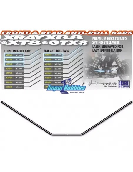 Barra estabilizadora delantera 1.8mm Xray XB8 / XT8 / GTX 352489