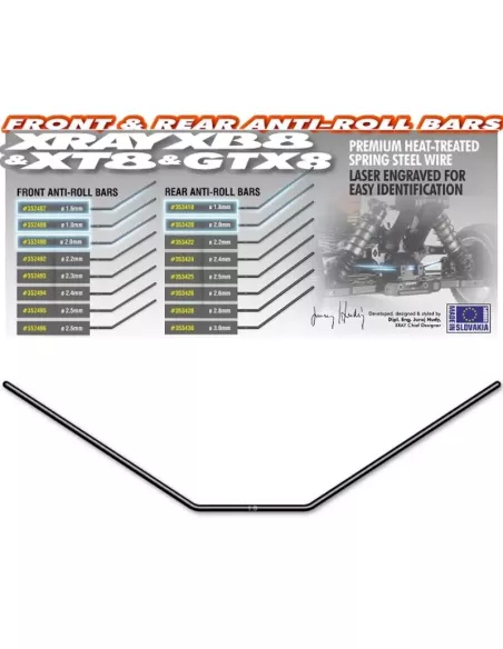 Front Anti-Roll Bar - 1.8mm - Xray XB8 / XT8 / GTX 352489