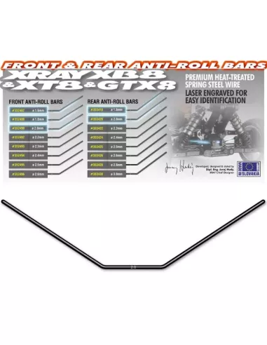 Front Anti-Roll Bar - 2.0mm - Xray XB8 / XT8 / GTX 352490