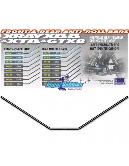 Barra estabilizadora delantera 2.0mm Xray XB8 / XT8 / GTX 352490