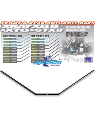 Barra estabilizadora delantera 2.2mm Xray XB8 / XT8 / GTX 352492