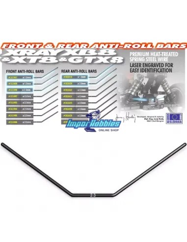 Barra estabilizadora delantera 2.3mm Xray XB8 / XT8 / GTX 352493