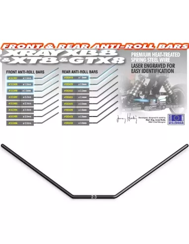 Front Anti-Roll Bar - 2.3mm - Xray XB8 / XT8 / GTX 352493