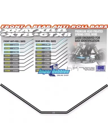 Barra estabilizadora delantera 2.8mm Xray XB8 / XT8 / GTX 352498