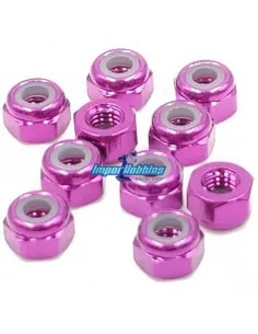 Tuerca autoblocante aluminio purpura M3 (10 Uds.) Fussion FS-WN014P