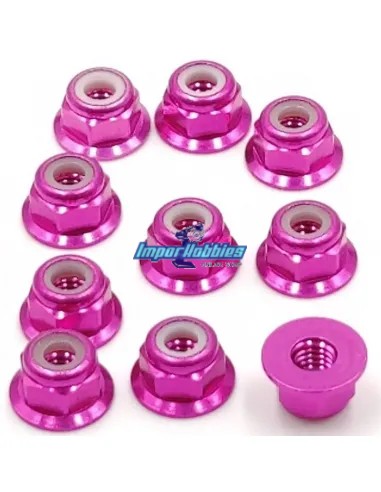 Tuerca autoblocante aluminio rosa M4 Flanget (10 Uds.) Fussion FS-WN017PK