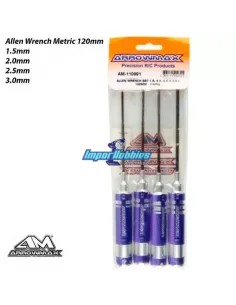 Set de cles allen metrique 1.5-2.0-2.5-3.0 x 120mm Arrowmax AM110991 - Outils Arrowmax 2