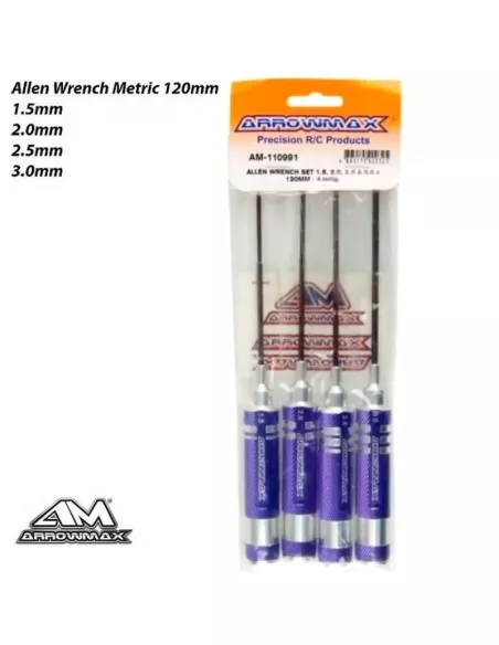 Metric Allen Wrench Set 1.5-2.0-2.5-3.0 x 120mm Arrowmax AM110991 - Arrowmax Tools