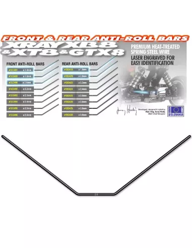 Rear Anti-Roll Bar - 2.0mm - Xray XB8 / XT8 / GTX 353420