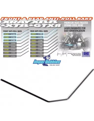 Barra estabilizadora trasera 2.2mm Xray XB8 / XT8 / GTX 353422