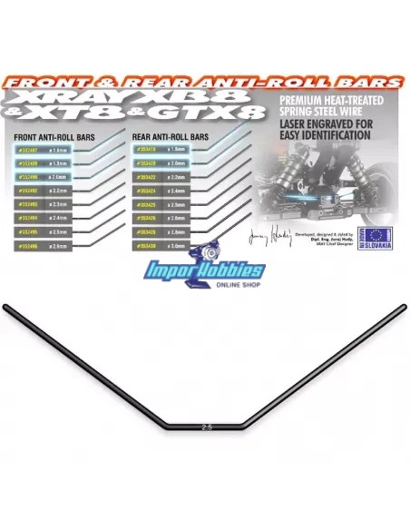Barra estabilizadora trasera 2.5mm Xray XB8 / XT8 / GTX 353425