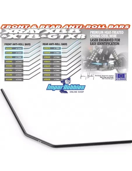 Barra estabilizadora trasera 3.2mm Xray XB8 / XT8 / GTX 353432