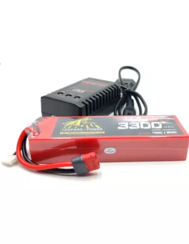 Stick Battery & Lipo Charger Pack - 3S 11.1V 3300mah 80C Graphene Hard Case T-Deans FSC-3S-3300C