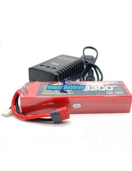 Conjunto de batería y cargador Lipo Stick 3S 11.1V 3300mah 80C Graphene caja dura con conector T-Deans FSC-3S-3300C