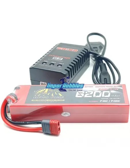 Combo accu et chargeur Lipo 2S 7.4V 6200mah 140C FSC-2S-6200C