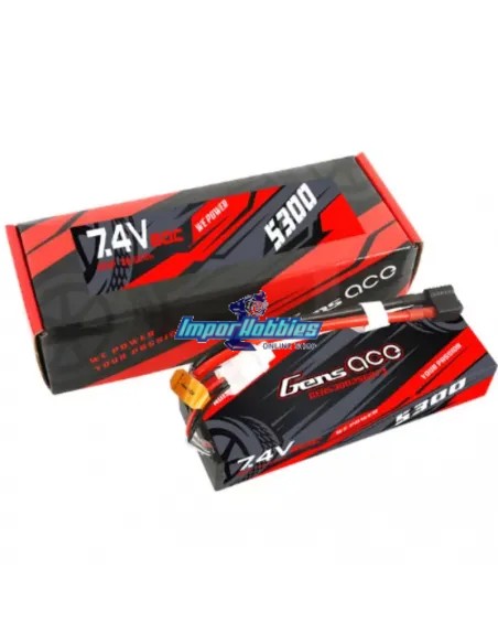Accu Lipo Stick 2S 7.4V 5300mah 60C Boitier Rigide T-Deans / XHR Gens ACE GE3-5300-2D-60 - Accu Lipo 2S - 7.4V & 7.6V HV
