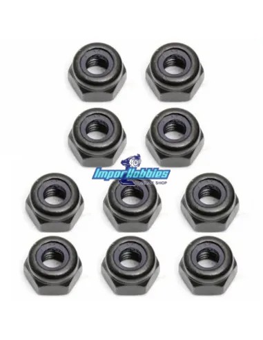 Tuerca acero M3 autofrenante negra (10 Uds.) Team Associated AS25215