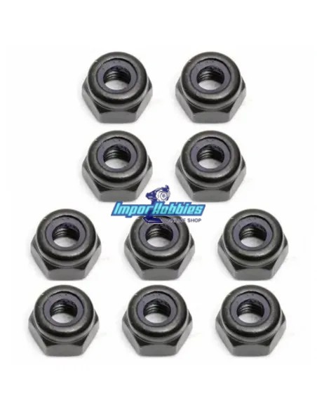 Tuerca acero M3 autofrenante negra (10 Uds.) Team Associated AS25215