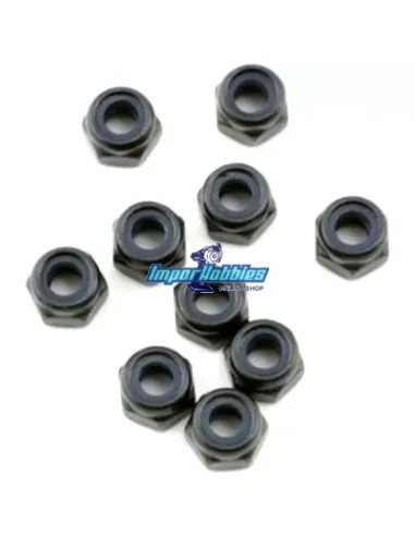 Tuerca acero M4 autofrenante negra (10 Uds.) Team Associated AS89216