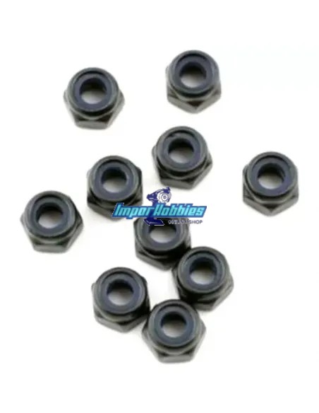 Tuerca acero M4 autofrenante negra (10 Uds.) Team Associated AS89216