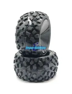 Ruedas Hobbytech ST10 1/10 Truggy pegadas en llanta negra (2 Uds.) HT-422