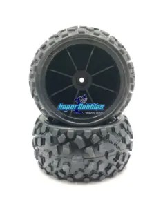Hobbytech ST10 1/10 Truggy Wheels Glued On Black Rim (2pcs) HT-422 2