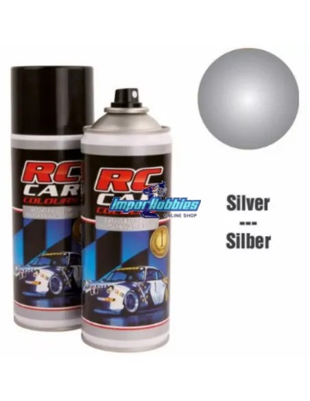 Pintura spray gris plata para carrocerías de lexan 150ml. RCC933