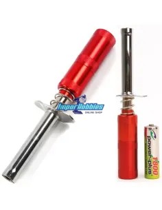 Socquet de demarrage en aluminium type AA rouge avec accu 1800mah Robitronic R06102 - Socquets RC
