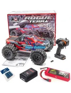 Powerful RTR Electric RC Car 1/10 Monster Truck Hobbytech Rogue Terra Red Complete Ready to Run. Lipo and Charger
