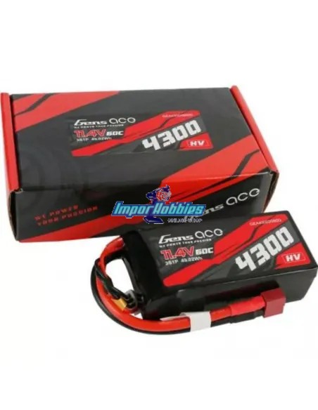 Batería Lipo HV Shorty 3S 11.4V 4300mah 60C T-Deans Crawler 91X41X30mm Gens Ace GEA43003S60D - Coche RC Eléctrico