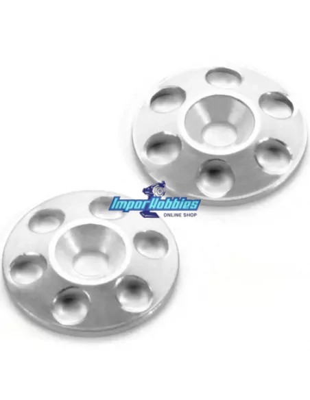Arandela de alerón plata CNC coches rc Escala 1/8 & 1/10 (2 Uds.) Hudy 293561