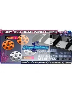Arandela de alerón plata CNC coches rc Escala 1/8 & 1/10 (2 Uds.) Hudy 293561 2