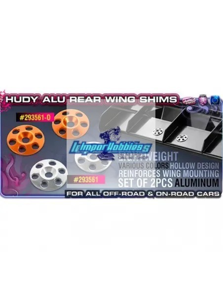 Rondelles d'aileron argent CNC voitures rc 1/8 & 1/10 (2 U.) Hudy 293561